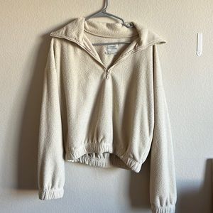 Urban Outfitters Cream Teddy Cropped Sweater